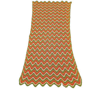 Tiger‎ Lily Afghan 1970 Zigzag Chevron Grandma Roseanne Crochet 62"×28"